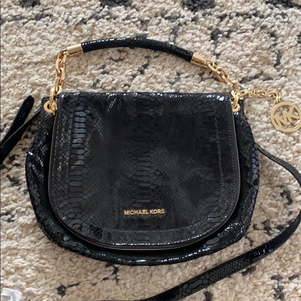 Michael Kors black snakeskin crossbody bag